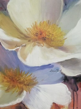 Trys Baltos Gėlės Abstrakčiai Aliejaus Tapybai Šiuolaikinio Ranka-dažytos Sienos Meno Kambarį Nuotrauką Namų Puošybai Tapybos Nr. Įrėminti