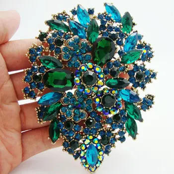TTjewelry Klasikinio Stiliaus, Žalios Krištolas kalnų krištolas Dual Lašelių Gėlių Art Nouveau sagės smeigtukai Tonas Aukso pakabučiai