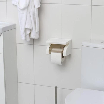 Tualeto ritinėlio laikiklis su lentyna 18 × 11.5 12 cm, balta vonios kambarys