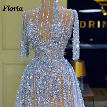 Turtinga Mėlyna Puošnios Vakarinės Suknelės Su Skaidriu Dubajus Turkijos Promenadzie Suknelė Arabų Artimųjų Rytų Šalis Suknelė Chalatas De Soiree 2019