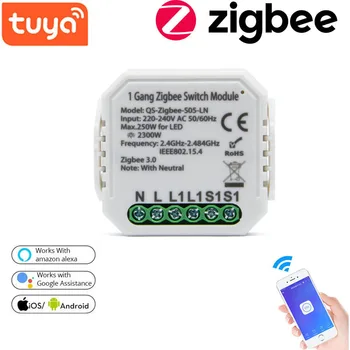 Tuya Smart Switch Zigbee Wifi Dimeris 1 Modulis Gauja 220V Su Neutralus 2 Būdas Belaidžio Kontrolės Darbai Su Alexa 
