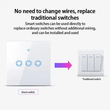 Tuya Smart WIFI Touch ES Jungiklio, Smart Wifi Sienos Jungiklis, Smart Switch Balso Kontrolė Darbas Su 