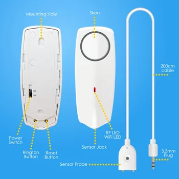 Tuya Smart Wifi Vandens Nuotėkio Jutiklis Vandens Pakrovimas, Signalizacijos Belaidžio vandens Pakrovimas detektorius Vandens lygio signalizacija detektorius