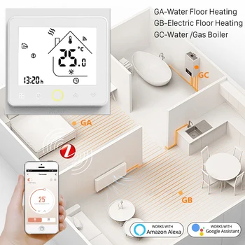 Tuya WiFi Smart Termostatas Šildymo Temperatūros Reguliatorius grindų Šildymo Vandens/Dujų Katilas Dirba su su Alexa 