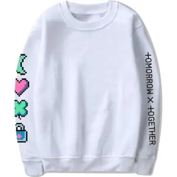 Txt naujas albumas RYTOJ X KARTU animacinių filmų logotipo spausdinimo puloveris hoodies unisex vilnos mados palaidinukė