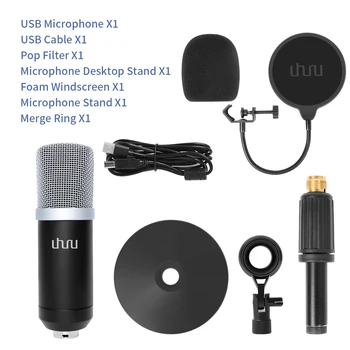 UHURU USB Mikrofonas Srautinių Transliacijų PC Microfono Profesinės 96KHZ/24Bit PC Studio Mic 