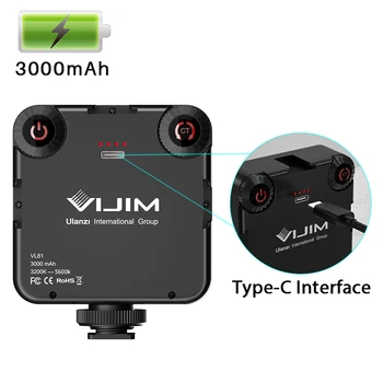 Ulanzi VL81 3200k-5600K 850LM 6.5 W Pritemdomi Mini LED Vaizdo Šviesos Išmanųjį telefoną SLR Fotoaparatas Įkraunama Vlog Užpildykite Šviesa
