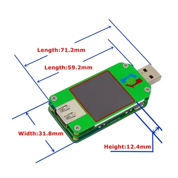 UM24 UM24C USB 2.0 Spalvotas LCD Ekranas Testeris Įtampa Srovės Matuoklis Voltmeter Ammeter Baterijos Įkrovimo Kabelių Varžos Matavimas