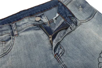 UNCLEDONJM Animacinių filmų Spausdinti Jeans vyriški High Street Slim Pants mens liesas džinsus kankina džinsai vyrams sunaikinta džinsai RMB-20S169