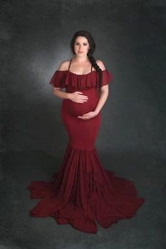 Undinė Motinystės Suknelės Už Nuotrauką Šaudyti Nėščioms Moterims Nėštumo Suknelė Fotografijos Rekvizitai Seksualus Off Peties Maxi Motinystės Suknelė