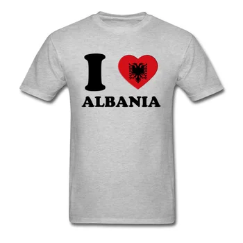 Unikalus Marškinėliai Pora Vyrų Medvilnės Naujas Baltos spalvos Marškinėlius, aš Myliu Albanija 3D Širdies Vėliava, T-Marškinėliai trumpomis Rankovėmis Apvalios Apykaklės Apranga
