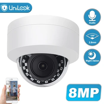 UniLook 4K 8MP Dome POE IP Camera Pastatytas Mikrofonas Hikvision Suderinama CCTV Saugumo Kameros Naktinio matymo IP66 ONVIF H. 265