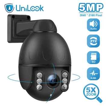 UniLook 5MP PTZ POE IP Kamera, 2.7-13.5 mm 5X Zoom Pastatytas SD Kortelės Lizdas Judesio Detekcijos Naktinis Matymas 50m CCTV Kameros H. 265