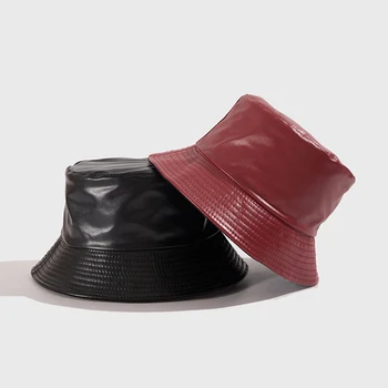 Unisex Naujas vientisos Spalvos PU Odos, dvipusis Dėvėti Skrybėlę vientisos Spalvos vyriški Kibiro Kepurę Gatvės Žvejys Kepurės Skrybėlės Moterims Gorras