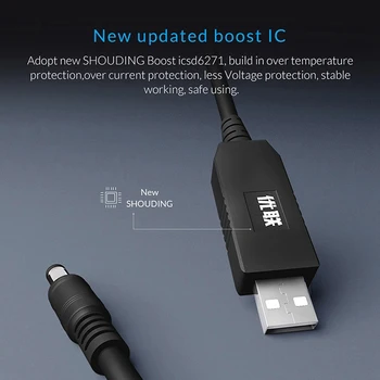 Unnlink 1M DC 5V į 12V 0.8-1A USB DC 5.5x2.1mm Kabelis DC Boost Converter 