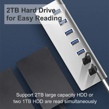 USB 3.0 HUB 4 7 Uosto Maitinimo Adapteris, Multi USB Skirstytuvo greitųjų 