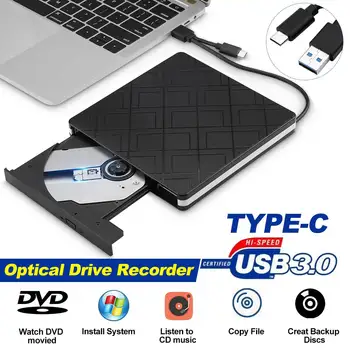 USB 3.0/TIPAS-C DVD-ROM / CD RW CD-ROM grotuvas Išorinis DVD Optinis įrenginys Diktofonas Nešiojamųjų 
