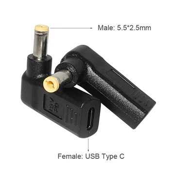 USB 3.1 C Tipo Moteris 5.5*2.5 mm Male Plug Konverteris Nešiojamas Dc Maitinimo Adapteris Jungtis, Asus, Toshiba, Lenovo Įkroviklis