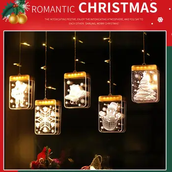 USB 3D Kalėdų LED Atostogų Šviesos Santa Jingling Bell Snaigės, Sniego Langų Dekoracijos, šviesos Vaikai, Dovana vaikams, Žaislai