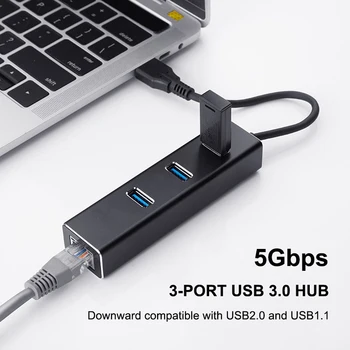 USB C Hub 3.0 Uosto, 3 C Tipo RJ45 Hub Splitter 10/100/1000M Ethernet Adapterį) Lan Tinklo plokštė, Skirta Macbook Pro Oro Priedai