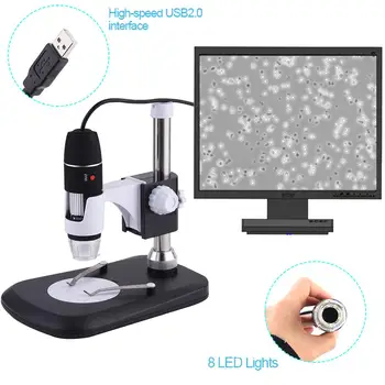 USB elektroninis mikroskopas juoda su stalo stovi
