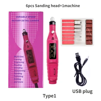 USB kištukas Mini Electric Nagų Gręžimo Mašina, Nagų Dailės lenkijos Rinkinys Nagų Failą 20000RPM Poliravimo Įranga