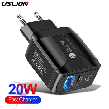 USLION ES Plug 20W QC3.0 Greitas Įkroviklis USB Įkrovimo PD Greitas USB Įkroviklis Adapteris, Skirtas 