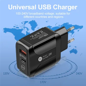 USLION ES Plug 20W QC3.0 Greitas Įkroviklis USB Įkrovimo PD Greitas USB Įkroviklis Adapteris, Skirtas 