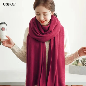 USPOP Žiemos skara moterų ilgi šalikai, grynos spalvos minkštas šiltas šalikas pashmina skara