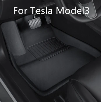 Už Tesla Model 3 automobilių vandeniui neslidžia grindų kilimėlis TPE XPE modifikuotų automobilių reikmenys 3Pcs/Set Visiškai apsuptas specialios pėdos padas