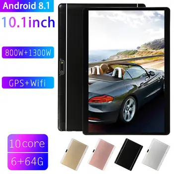 V10 ES Plug Classic Tablet 10.1 Colių HD, Didelis Ekranas, Android 8.10 Versija Mados Nešiojamų Tablet 6G+64G Juodos spalvos Planšetinį kompiuterį