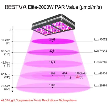 VA LED grow light Elite-2000W Visą Spektrą kambarinių augalų pakeisti 1400W HPS šviesos daržovių bloom režimas šiltnamio efektą sukeliančių Hydroponic
