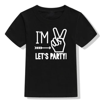 Vaikai 2 metų Gimtadienį Marškinėlius aš Du Let ' s Party Spausdinti Juokinga Bamblys Berniukų, Mergaičių marškinėliai trumpomis Rankovėmis Mados Vaikų Šalis T-shirt