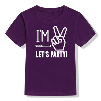 Vaikai 2 metų Gimtadienį Marškinėlius aš Du Let ' s Party Spausdinti Juokinga Bamblys Berniukų, Mergaičių marškinėliai trumpomis Rankovėmis Mados Vaikų Šalis T-shirt