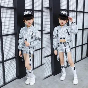 Vaikai China Hip-Hop Drabužių, Drabužių Mergaičių Striukė Pasėlių tankų Marškinėliai, Šortai, Džiazo Šokio Kostiumų Pramoginiai Šokiai Streetwear