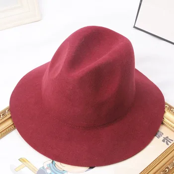Vaikai Pajuto, Fedora Skrybėlę Platus Kraštų Panama Kaubojaus Skrybėlę soild spalvų atitikimo džiazo vilnonių skrybėlę didmeninės