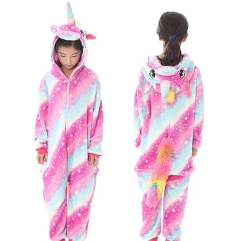 Vaikai Pižama Vienaragis Berniukų, Mergaičių Onesie Vaikai Gyvūnų Elnias Vaikas Pijamas Žiemos Vaikai Sleepwear Panda Pižamos