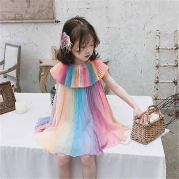 Vaikai Suknelės Mergaitėms Gimtadienio Suknelės 2020 Metų Vasaros Vaikų Mergaičių Atsitiktinis Vaivorykštė Šifono Princesė Dress 3 4 5 6 7 Metų