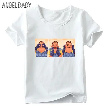 Vaikams, Cartoon Sveiki, Kaimynas Žaidimas Modelis T shirt Baby Mergaičių Vasaros Trumpas Rankovės marškinėliai Berniukams Atsitiktinis Juokinga Drabužius,ooo5225
