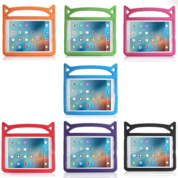 Vaikas Gražių Kačių Ausų Case For iPad 2 Oro A1566 A1567 Atveju netoksiškas EVA atsparus smūgiams Laikiklis Atvejais iPad 6 ipad 2 Oro Funda