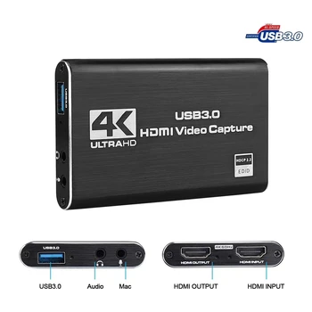 Vaizdo plokštės Surinkimo HDMI Video Capture Card Prietaiso PC PS4 Žaidimas Live Transliacijos 4K 1080P HD VHS Valdybos USB 3.0 Grabber Diktofonas Dėžutę