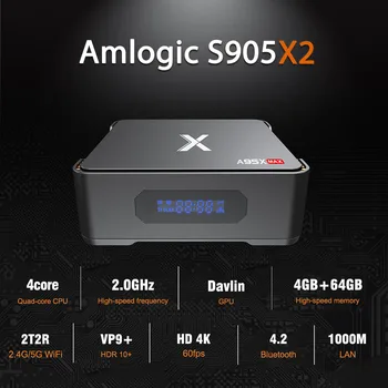 Vaizdo Įrašymo Android 8.1 TV Box 4GB RAM 64GB Amlogic S905X2 Quad Core Dual Wifi BT4.2 1000M H. 265 4K 60pfs A95X MAX X2