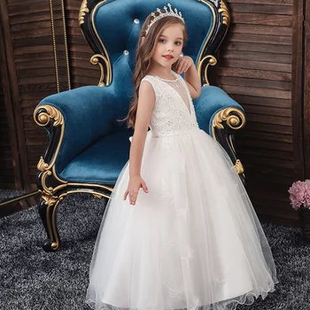 Vakare princesė dress pirmosios komunijos suknelė ilgai mergaičių gėlių vestuvių vaikai kamuolys suknelė kūdikių purus elegantiškas kostiumas 2020 m.