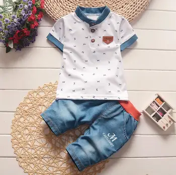 Vasaros Berniuko Drabužių Rinkinius, Vaikiška Apranga Tracksuit T - Shirt + Dryžuotas Chalatas Vaikų Berniukų Laisvalaikio Drabužių Kostiumas