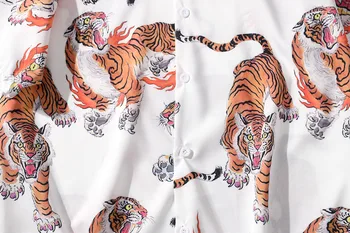 Vasaros Marškinėliai Vyrams trumpomis Rankovėmis Visą Tigras 3D Atspausdintas Streetwear Havajų Marškinėliai 
