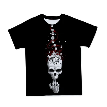 Vasaros Vyrų 3DT-Shirt Rodoma Kaukolė Serijos Vyrų Ir Moterų Kvėpuojantis Patogus trumpomis Rankovėmis Apvalios Kaklo Ruožas T-Shirt