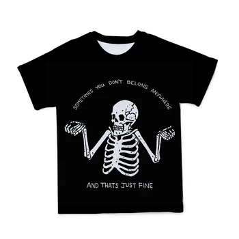 Vasaros Vyrų 3DT-Shirt Rodoma Kaukolė Serijos Vyrų Ir Moterų Kvėpuojantis Patogus trumpomis Rankovėmis Apvalios Kaklo Ruožas T-Shirt