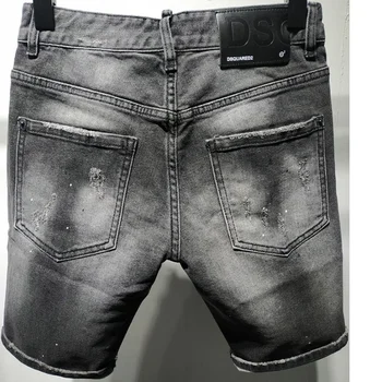 Vasarą Italijoje Stiliaus Naujas Garsaus Prekės ženklo džinsus vyrams Šortai, džinsai Vyrai džinsinio audinio kelnės tiesios Slim juoda juostele skylę, Šortai, džinsai