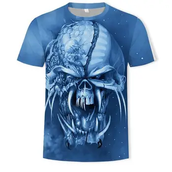 Vasarą karšta-pardavimo metalo T-shirt 3d marškinėliai Vasaros siaubo marškinėlius 3d Vyrų mados marškinėliai gatvės Hip-hop stiliaus Viršūnes & Tees