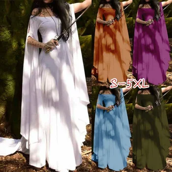 Vasarą Moterys Viduramžių Pixie Suknelė Feja Suknelė Nėrinių Suknelė Bohemijos Čigonų Genčių Suknelė, Dydis S-5XL